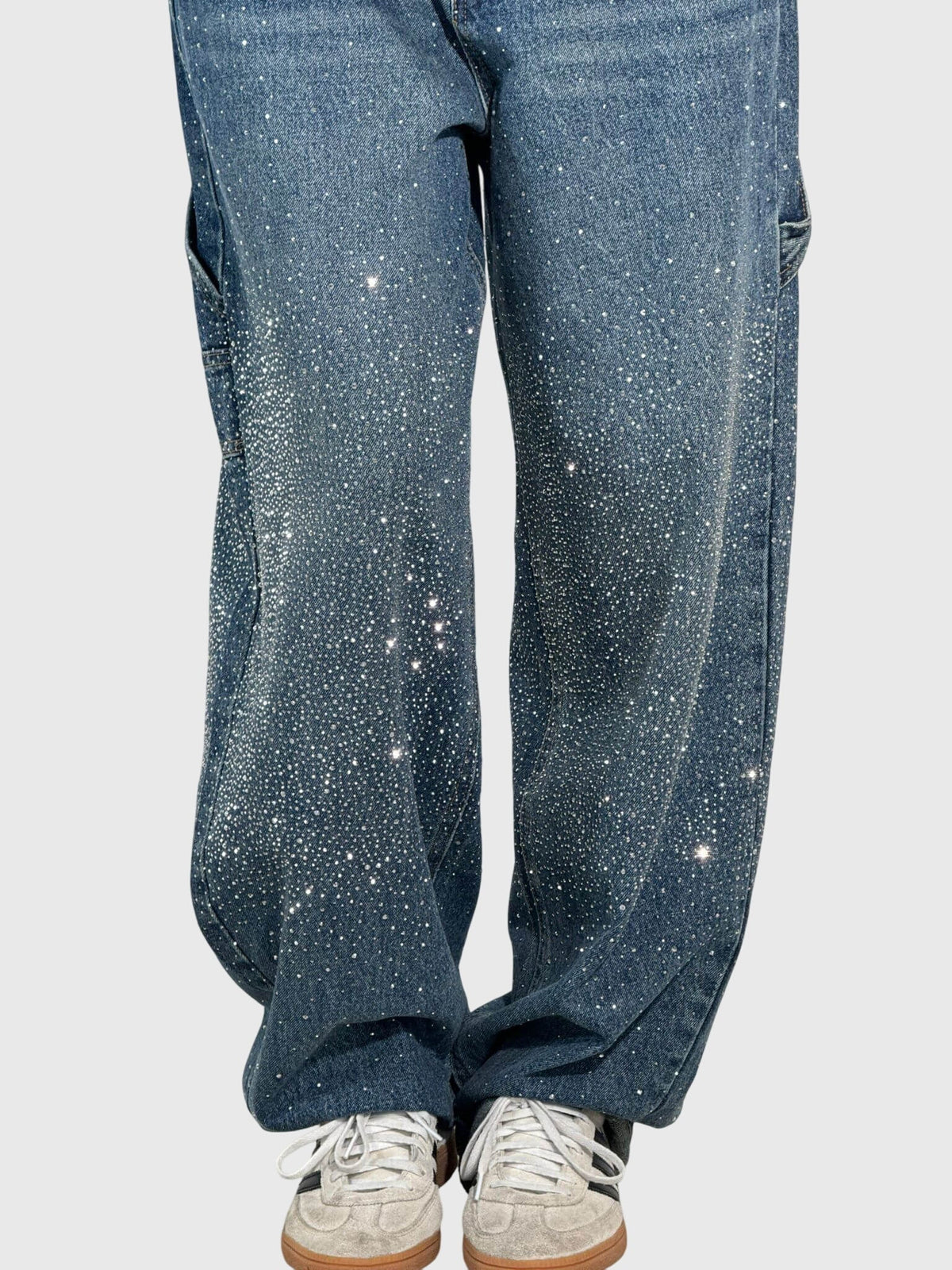 Mønstrede jeans med lige ben set bagfra