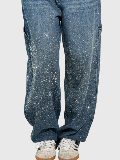 Mønstrede jeans med lige ben set bagfra