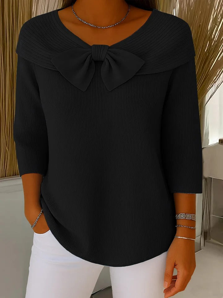 Ingebera | Figursyet Sweater med Sløjfe