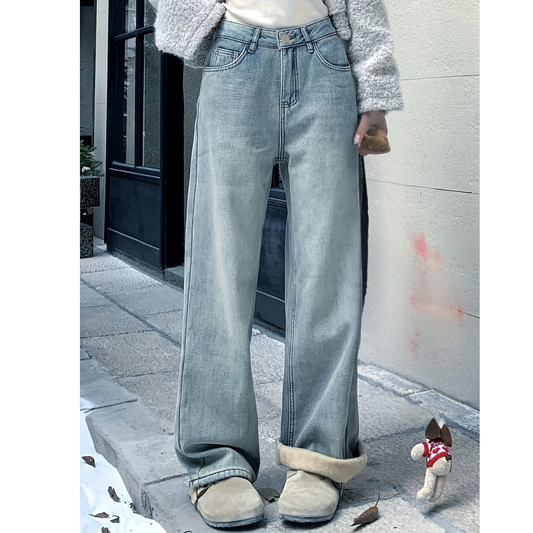 Bergljot | Varme Vide Jeans med Fleecefór