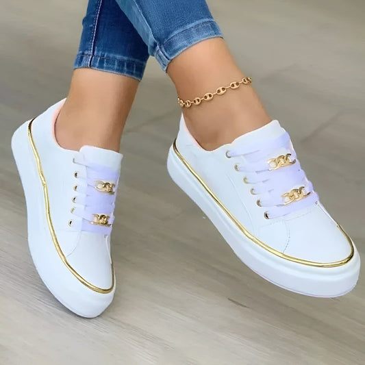 Gunndrid | Snørede Sneakers med Guldkant
