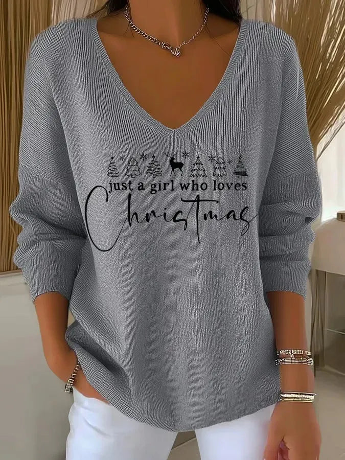 Lyngdis | Julesweater i blødt strik med grantræer