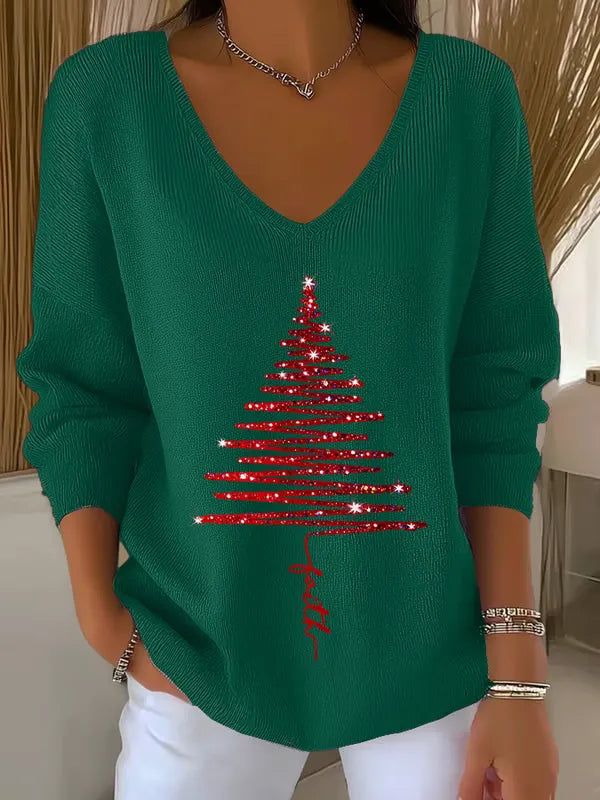 Lyngdis | Julesweater i blødt strik med grantræer