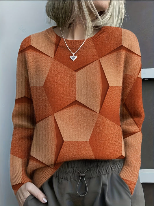 Oktavia sweater med grafisk mønster set forfra