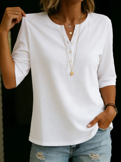 Gunnvéra | Kortærmet Henley T-shirt