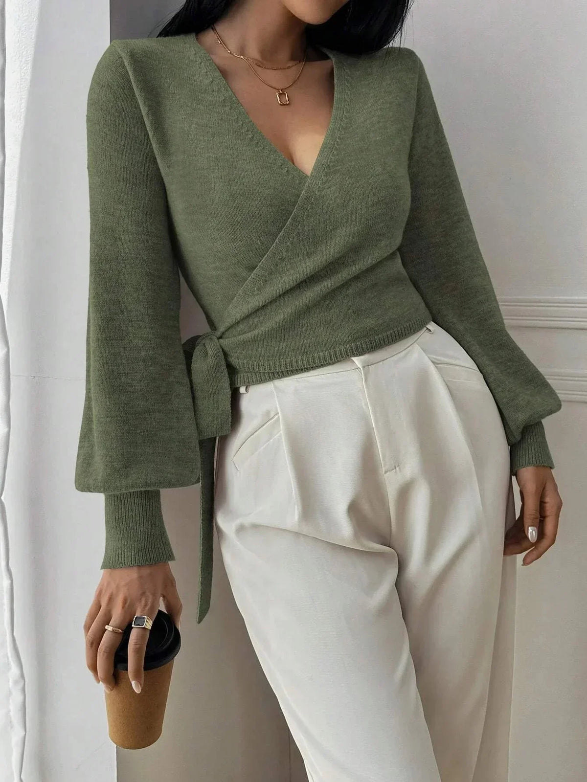Heidrun | Slå-om Sweater med Bindebånd