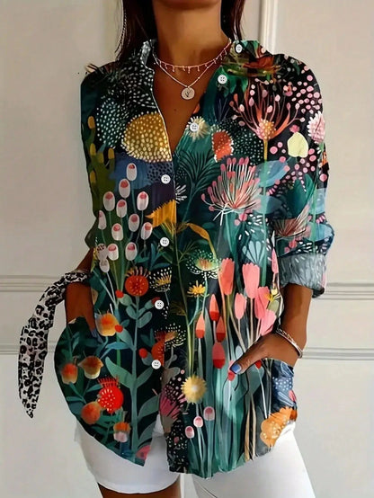 Ingelilja | Blomstret Knappet Bluse