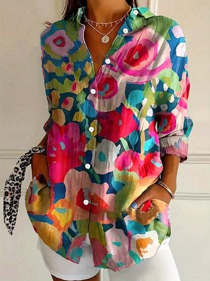 Ingelilja | Blomstret Knappet Bluse