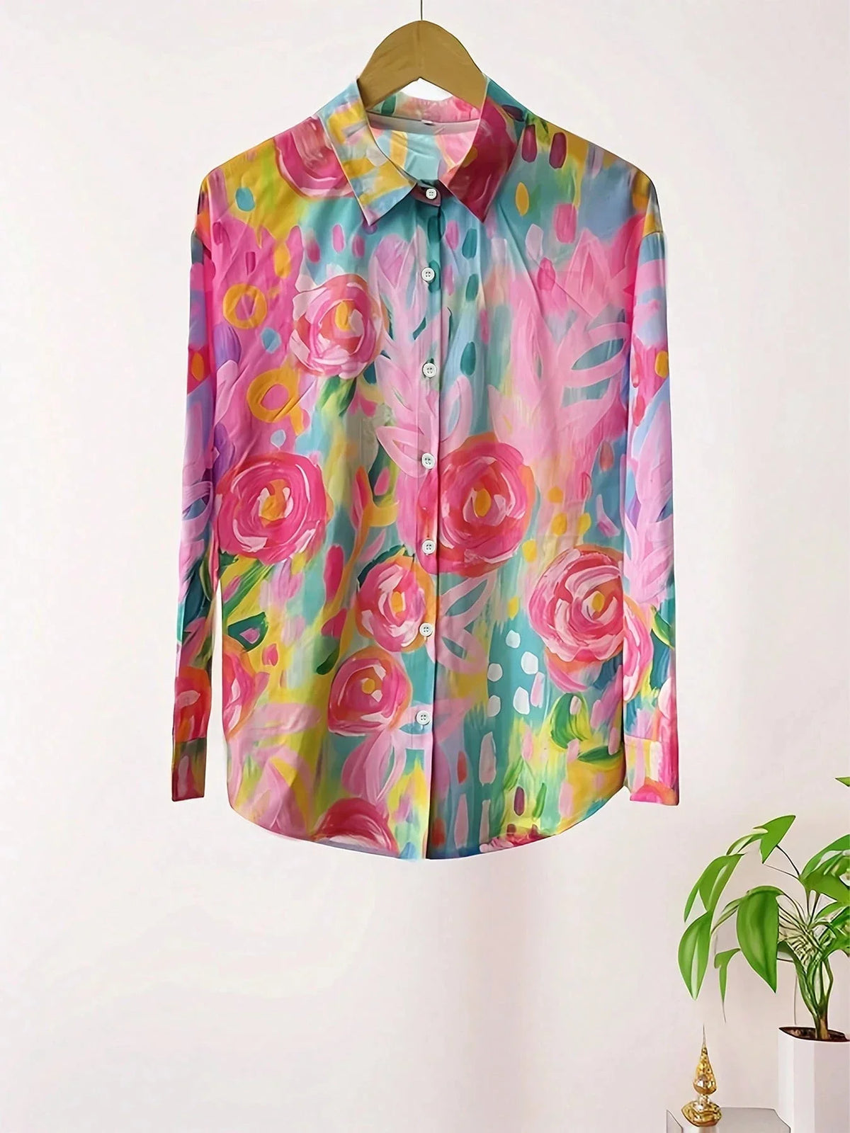Ingelilja | Blomstret Knappet Bluse