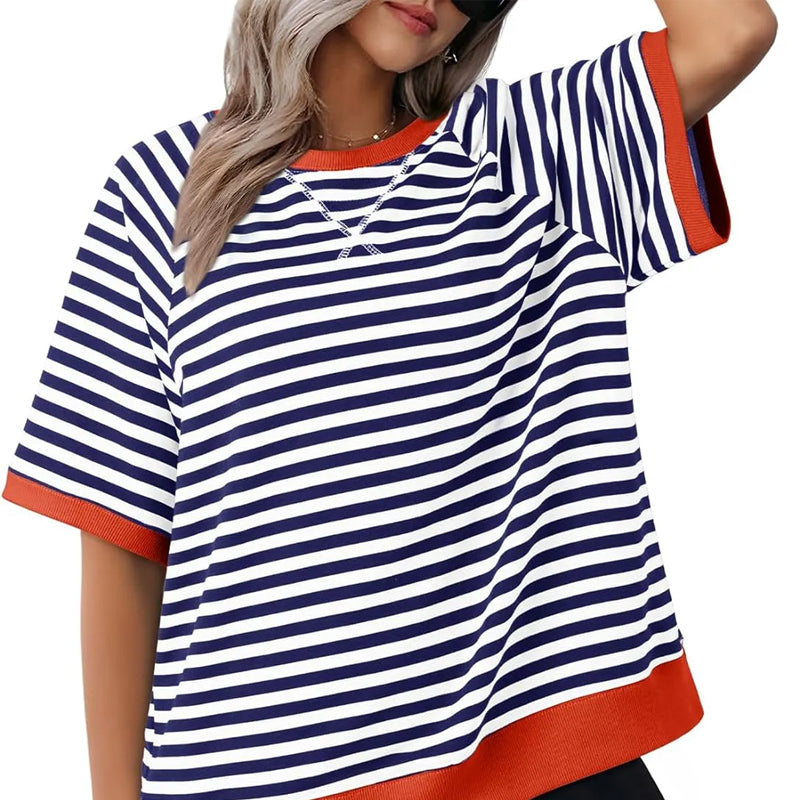 Ingerida | Tofarvet Stribet T-shirt
