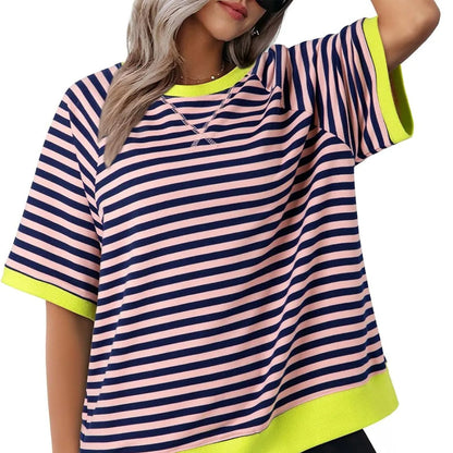 Ingerida | Tofarvet Stribet T-shirt