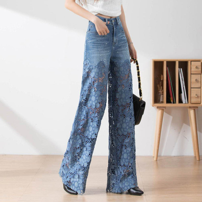 Hilja | Højtaljede patchwork-stil jeans