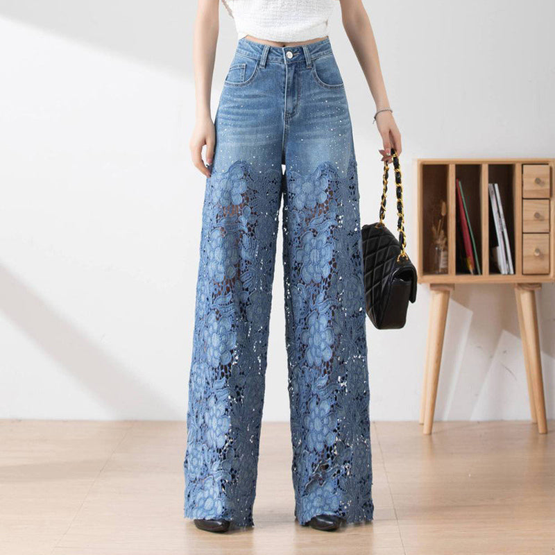 Hilja | Højtaljede patchwork-stil jeans
