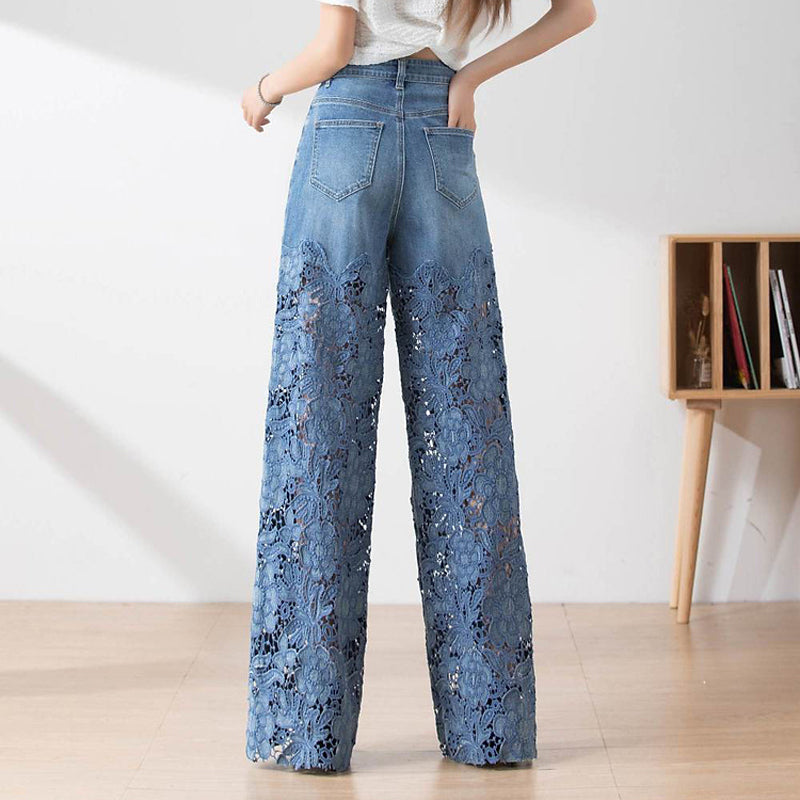 Hilja | Højtaljede patchwork-stil jeans