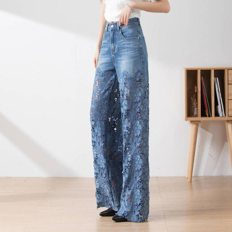 Hilja | Højtaljede patchwork-stil jeans