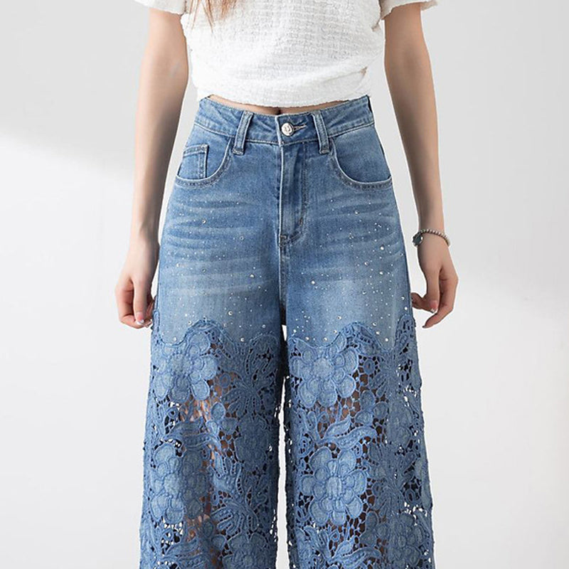 Hilja | Højtaljede patchwork-stil jeans