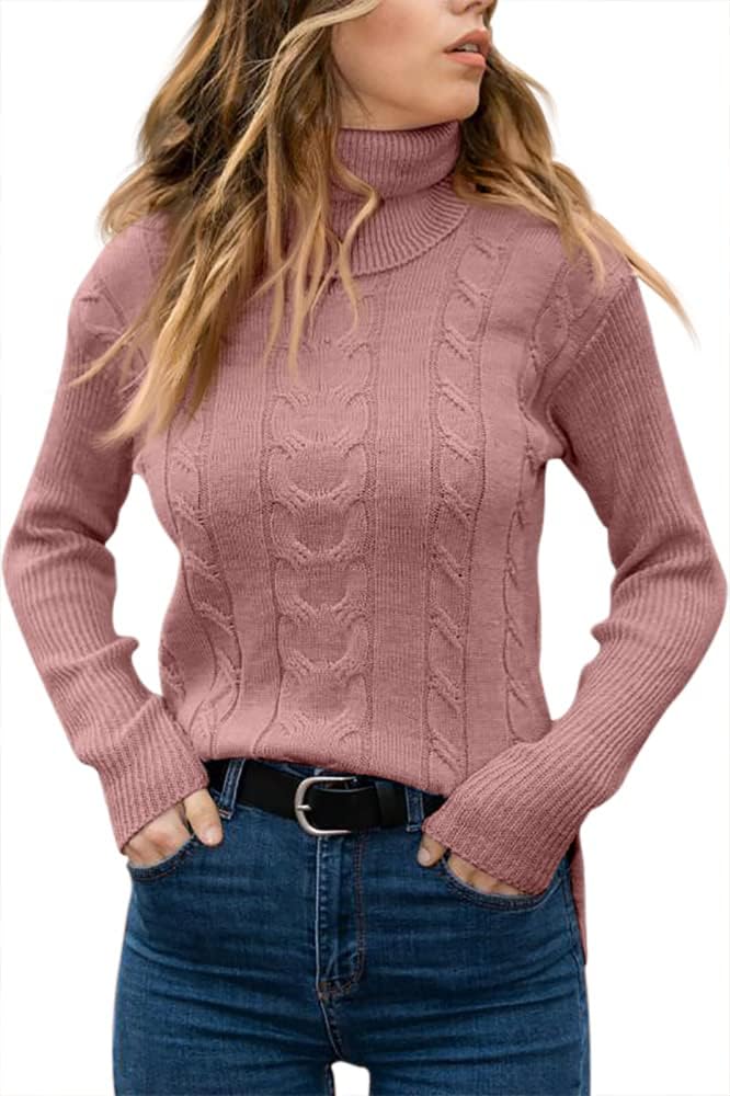 Sølvrilja | Kabelstrikket Rullekrave Sweater