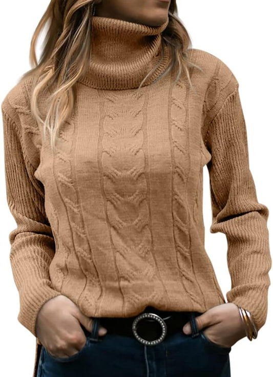 Sølvrilja | Kabelstrikket Rullekrave Sweater