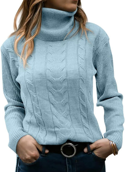 Sølvrilja | Kabelstrikket Rullekrave Sweater