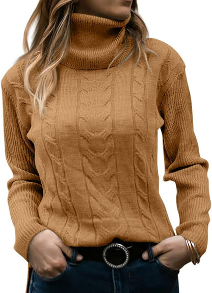Sølvrilja | Kabelstrikket Rullekrave Sweater