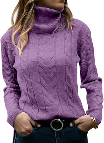 Sølvrilja | Kabelstrikket Rullekrave Sweater