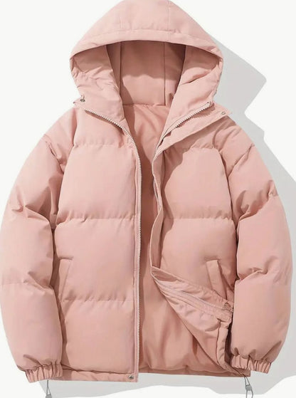 Vatteret vinterjakke med ståkrave detalje ved halsen