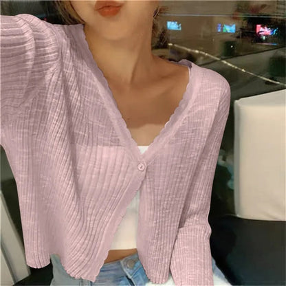 Unnur | Ribstrik Cardigan med Knapper