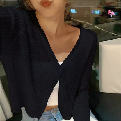 Unnur | Ribstrik Cardigan med Knapper