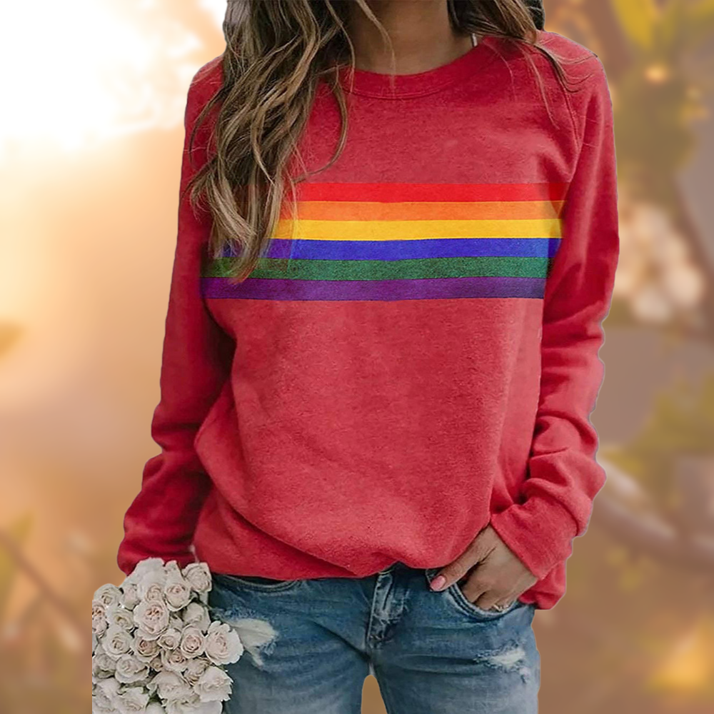 Vedis | Sweatshirt med regnbuestriber og rund hals