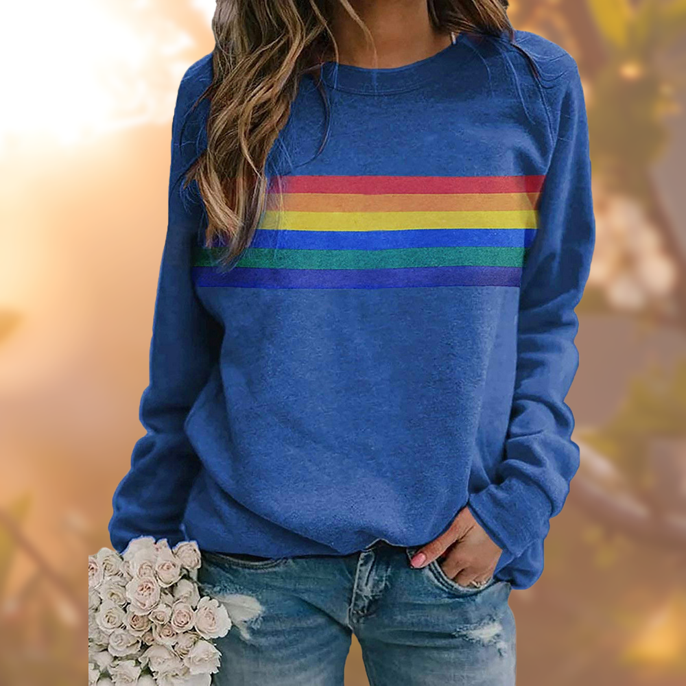Vedis | Sweatshirt med regnbuestriber og rund hals