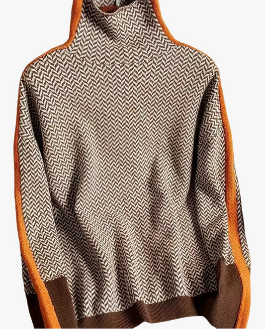 Vilhelmine | Sweater med Rullekrave og Sildebensmønster