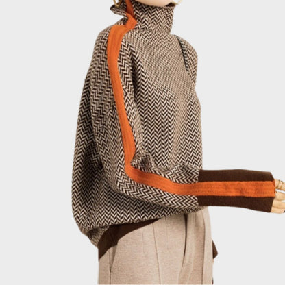 Vilhelmine | Sweater med Rullekrave og Sildebensmønster