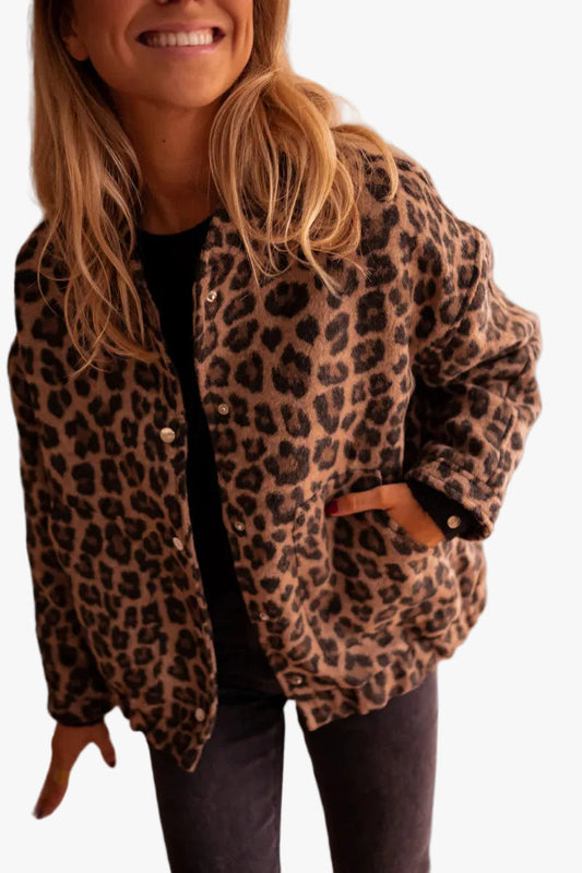 Ingveldur | Quiltet Bomberjakke med Leopardprint