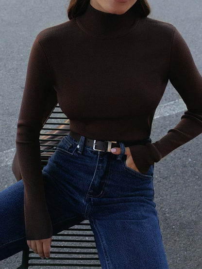 Ingebrid | Ribstrikket Sweater med Rullekrave