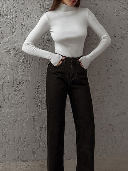 Ingebrid | Ribstrikket Sweater med Rullekrave