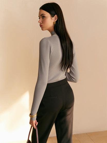 Ingebrid | Ribstrikket Sweater med Rullekrave