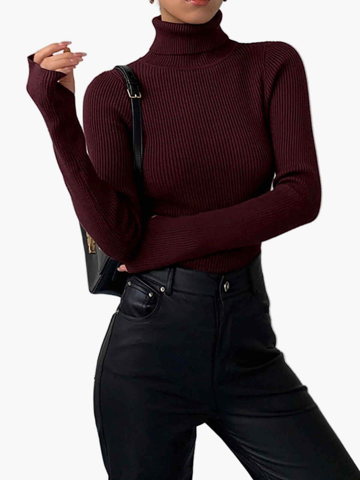 Dagbjørt | Ribstrik Sweater med Rullekrave