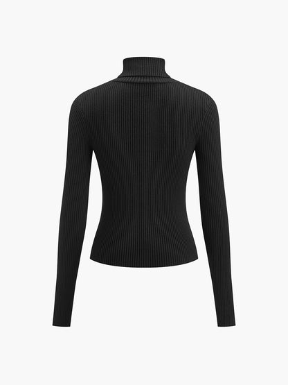 Dagbjørt | Ribstrik Sweater med Rullekrave
