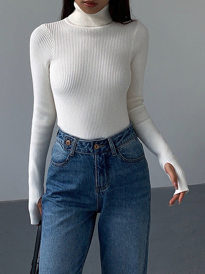 Dagbjørt | Ribstrik Sweater med Rullekrave